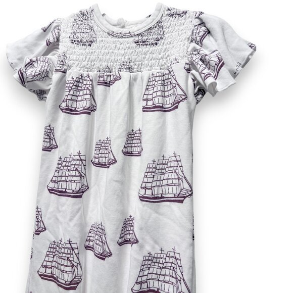 Kate Quinn Smocked Mayflower Ship Thanksgiving Flutter Sleeve Jumpsuit 18-24M - Picture 2 of 6